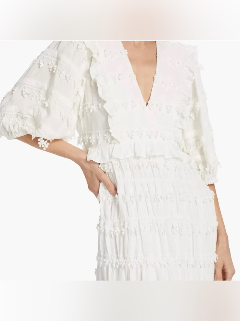 FARM Rio Ruffle Trim Dress White Small - Picture 3 of 9